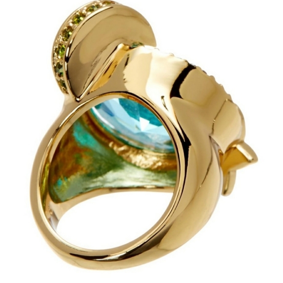 GOLD BLUE KATE SPADE OUT OF OFFICE COCTAIL RING - Picture 2 of 4